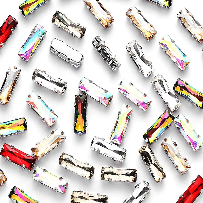 Baguette crystal stones wtth claw sew on  Fancy Stone  Glass Crystals rhinestones clothes Apparel Sewing Supplie accesorios