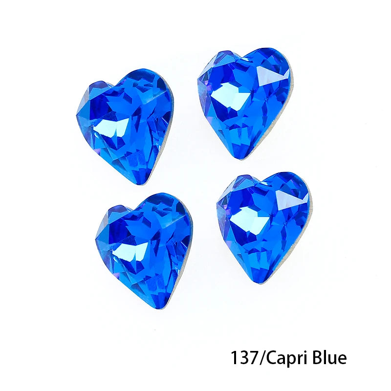 Crystal  Fancy Stone Pointed Back Rhinestones Heart Shape Glue On Crystal Beads K9 Glass Loose Diamond For Jewelry Making DIY
