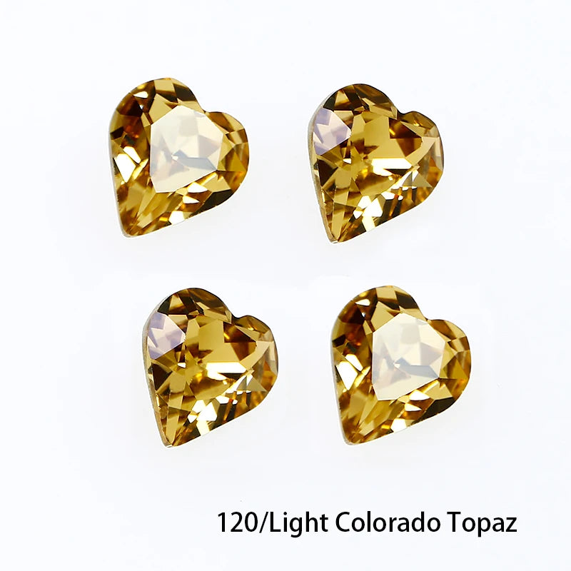 Crystal  Fancy Stone Pointed Back Rhinestones Heart Shape Glue On Crystal Beads K9 Glass Loose Diamond For Jewelry Making DIY