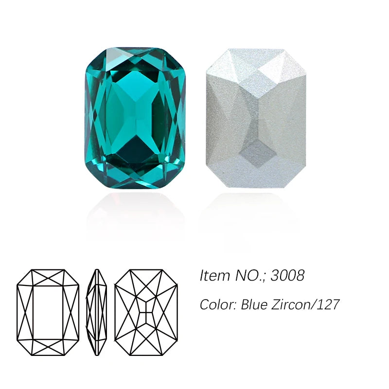 K9 Glass Rectangle Octagon Strass Diamond for Clothes, Nail Art, Rhinestone 3D Pointback, Fancy Stone Gems, Bling Crystal, DIY