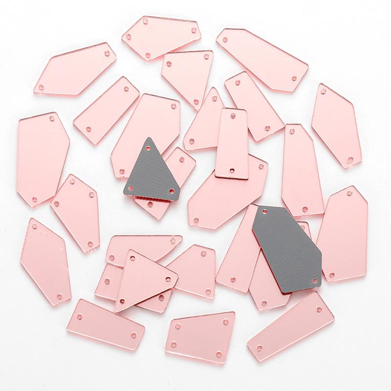50pcs Mixed acrylic mirror, hand sewn drill, DIY clothing, wedding accessories, lenses, plastic shaped drill, patch