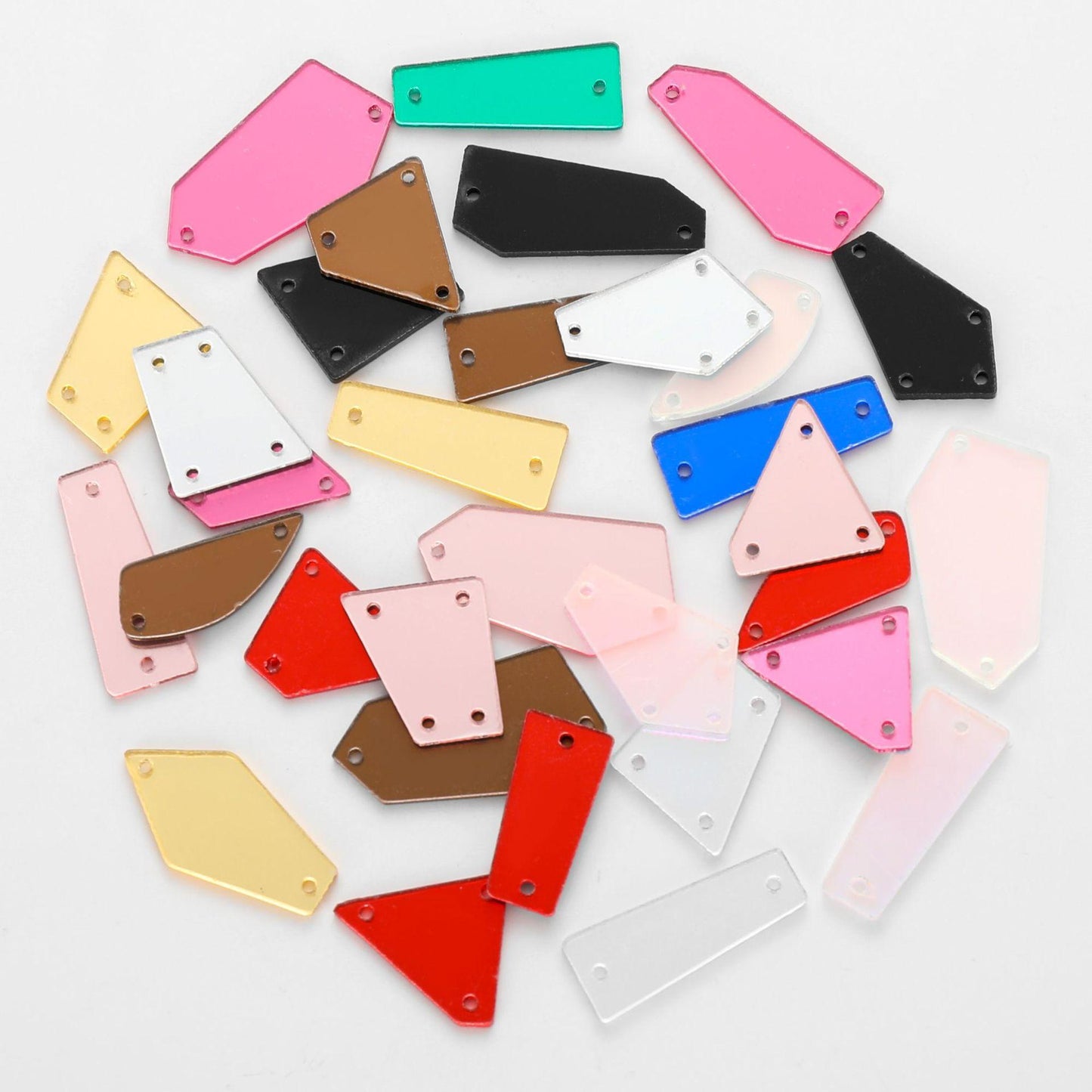 50pcs Mixed acrylic mirror, hand sewn drill, DIY clothing, wedding accessories, lenses, plastic shaped drill, patch