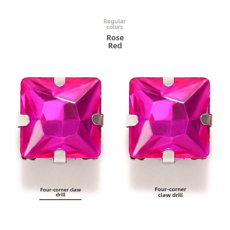 Square Corner Hand Sewing Glass Drill with Hole Claw Drill DIY Wedding Dress Clothing Accessories Shoe Hat Bag Accessories