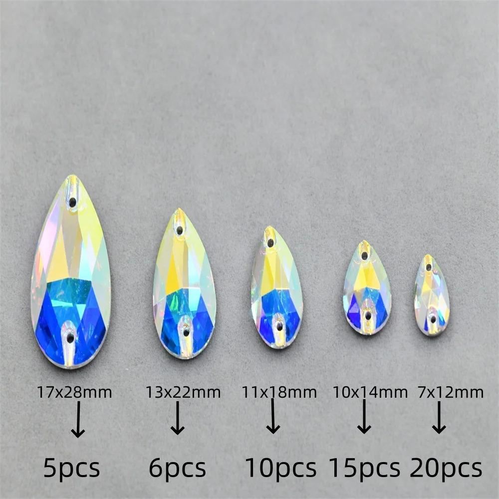 High quality  k9 super fancy teardrop Strass rhinestones glass flatback crystal ab Costume crafts sewing appliques for clothing