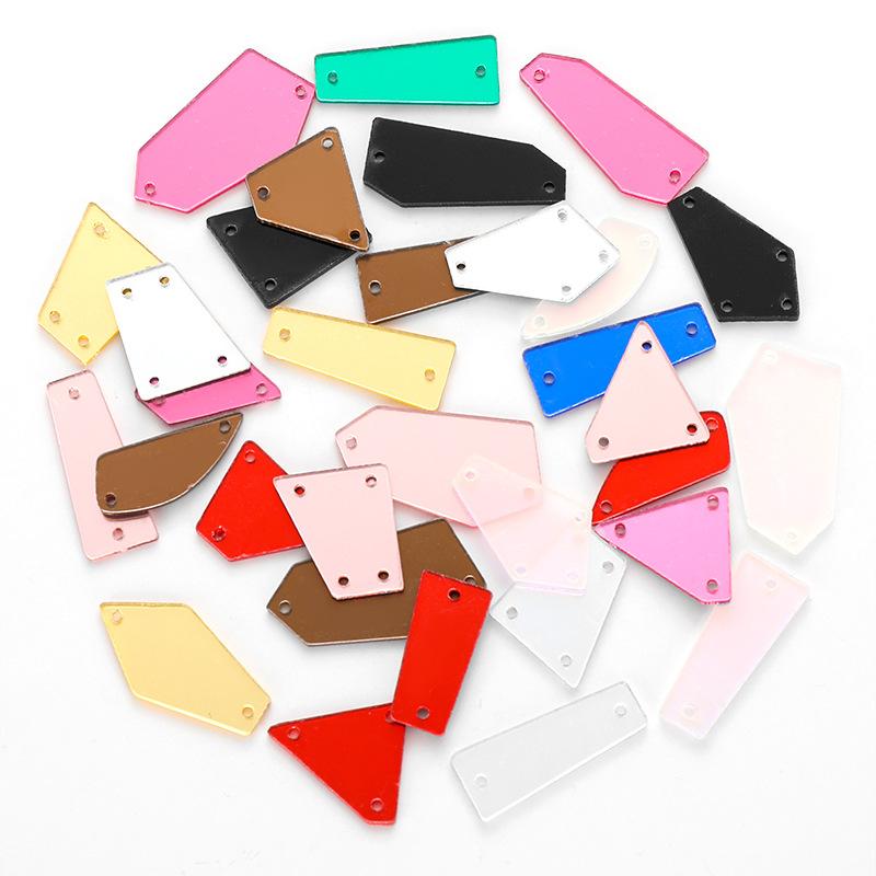 50pcs Mixed acrylic mirror, hand sewn drill, DIY clothing, wedding accessories, lenses, plastic shaped drill, patch