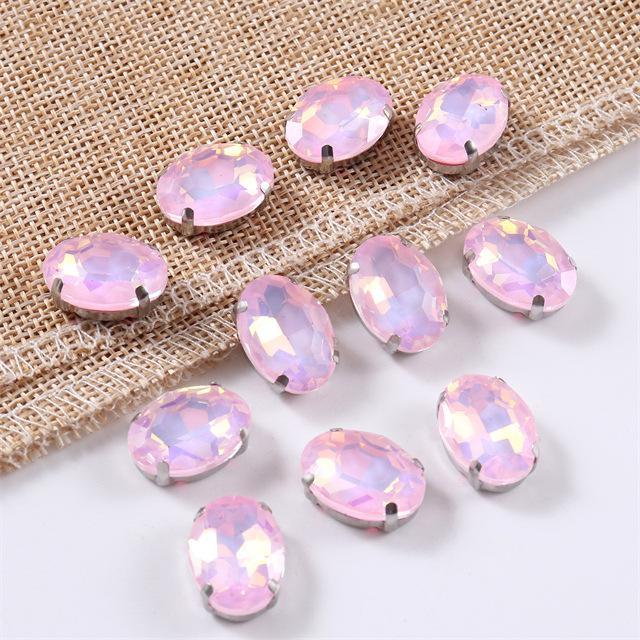 oval jelly color  rhinestones with claw silver golde base clothes sew on jewels soldering DIY jewelry Accessories
