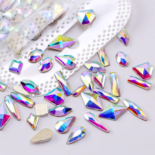 50pcs mixed shape and size  crystal ab Nail Art Diamonds Nail Art Decorations glass rhinestones flatback gems