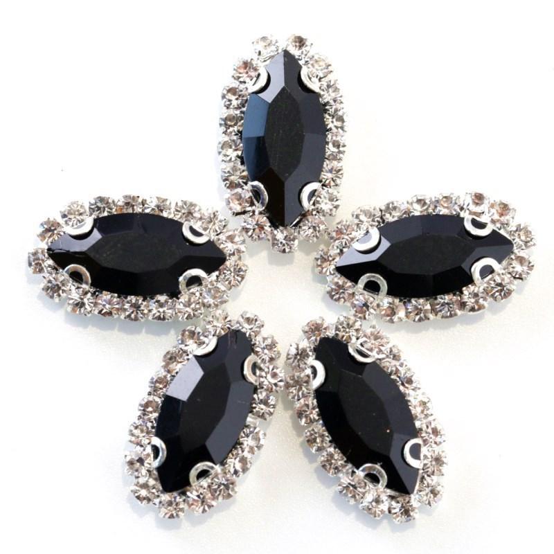 Navette with claw sew on Crystal Buckle Wedding Dress Accessory 7x15mm 9x18mm