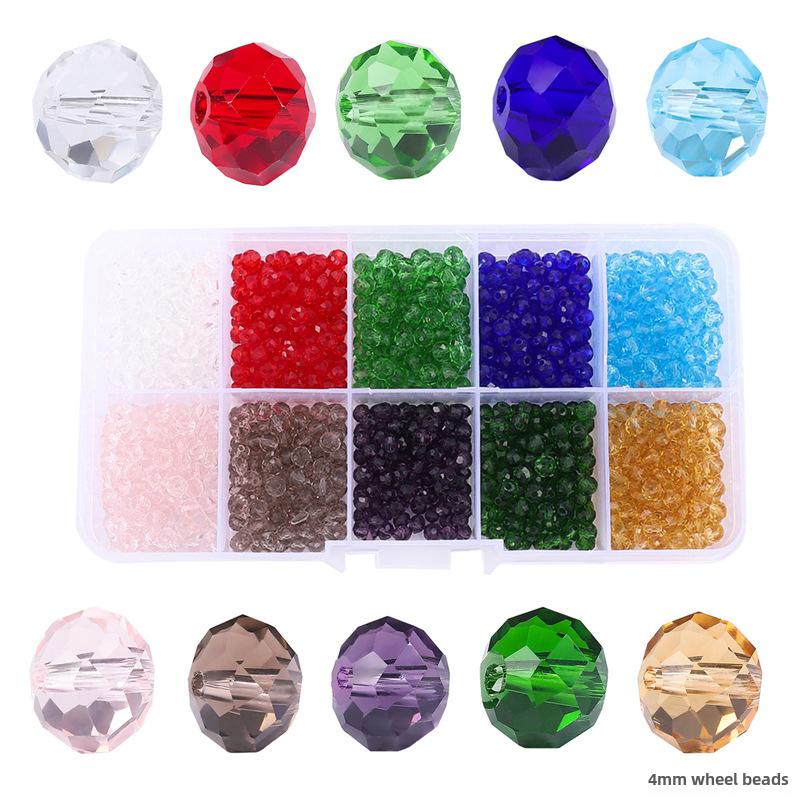 Hot Selling set 4-8mm glass wheel beads crystal flat beads set handmade DIY beaded alhas accessories homemade materials
