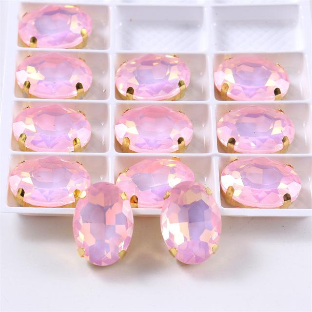 oval jelly color  rhinestones with claw silver golde base clothes sew on jewels soldering DIY jewelry Accessories