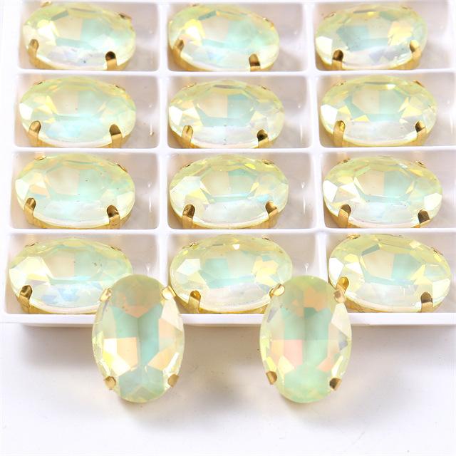 oval jelly color  rhinestones with claw silver golde base clothes sew on jewels soldering DIY jewelry Accessories