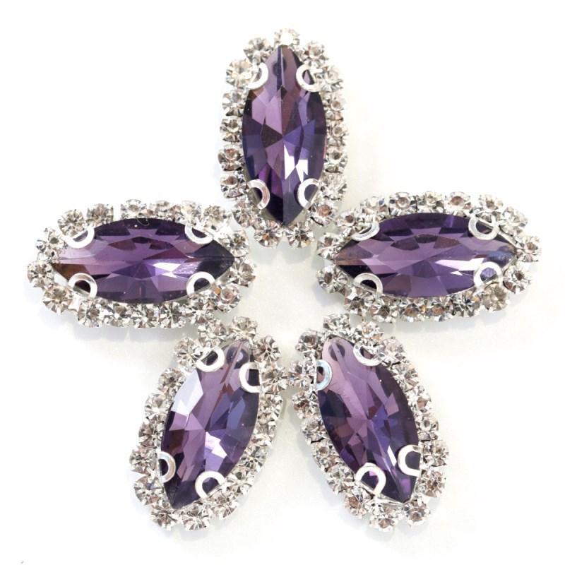 Navette with claw sew on Crystal Buckle Wedding Dress Accessory 7x15mm 9x18mm