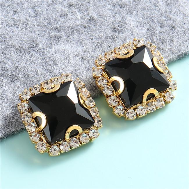 10mm 12mm 14mm Crystals Square Glass Sew on Rhinestones With Golden Claw Flatback Sewing Supplies Stones For Diy Clothing