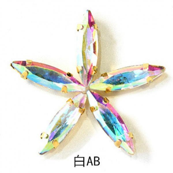 50pcs 4x15mm gold Claw sew on rhinestones flatback glass crystal loose rhinestones with holes diy clothing accessories