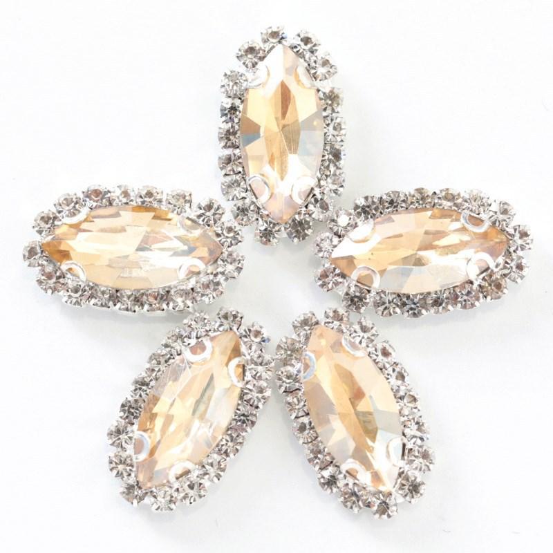 Navette with claw sew on Crystal Buckle Wedding Dress Accessory 7x15mm 9x18mm