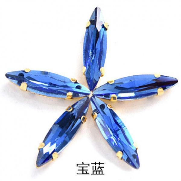 50pcs 4x15mm gold Claw sew on rhinestones flatback glass crystal loose rhinestones with holes diy clothing accessories