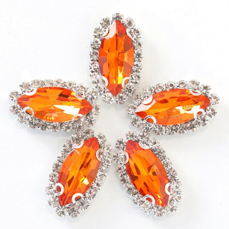 Navette with claw sew on Crystal Buckle Wedding Dress Accessory 7x15mm 9x18mm