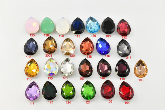 K9 30x40mm teardrop Glass Rhinestones High Quality Pointback Loose Glass Crystal Glue on Garment Crafts