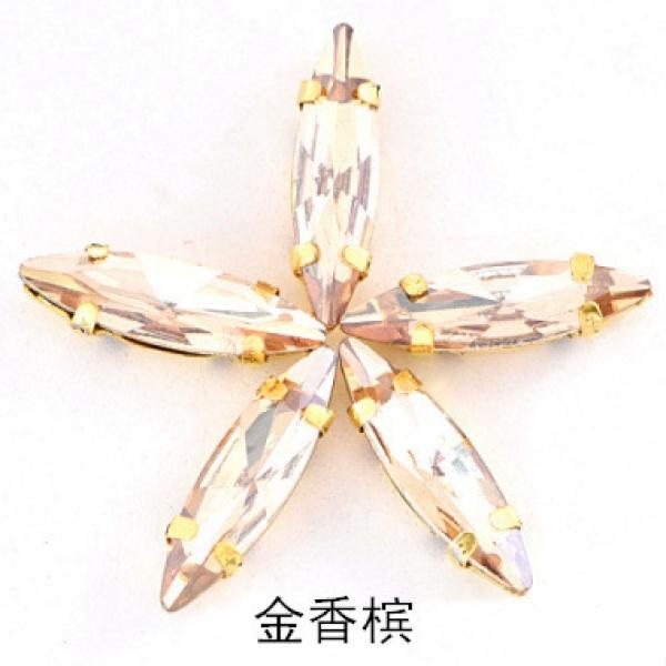 50pcs 4x15mm gold Claw sew on rhinestones flatback glass crystal loose rhinestones with holes diy clothing accessories