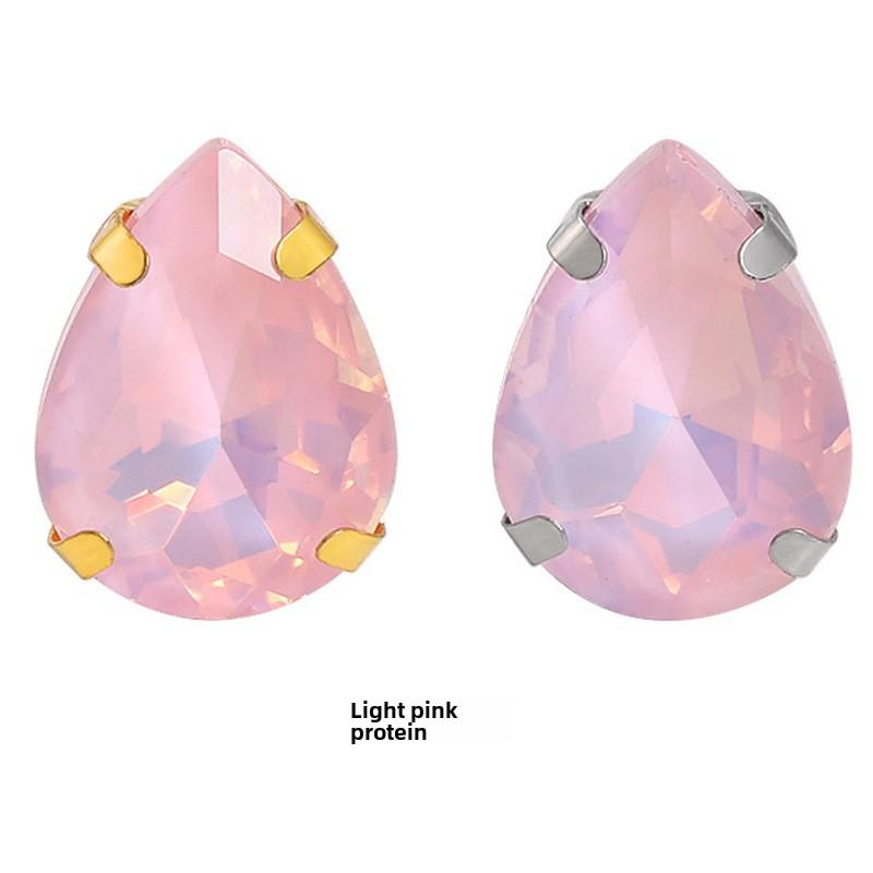 jelly color Teardrop Rhinestones For Needlework Sew On Crystal Buckle Stones With Gold Silver Claws DIY Womens Belts Dress Acces Sewing