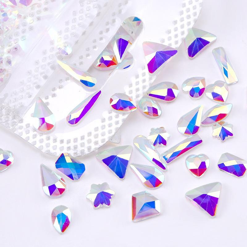 50pcs mixed shape and size  crystal ab Nail Art Diamonds Nail Art Decorations glass rhinestones flatback gems
