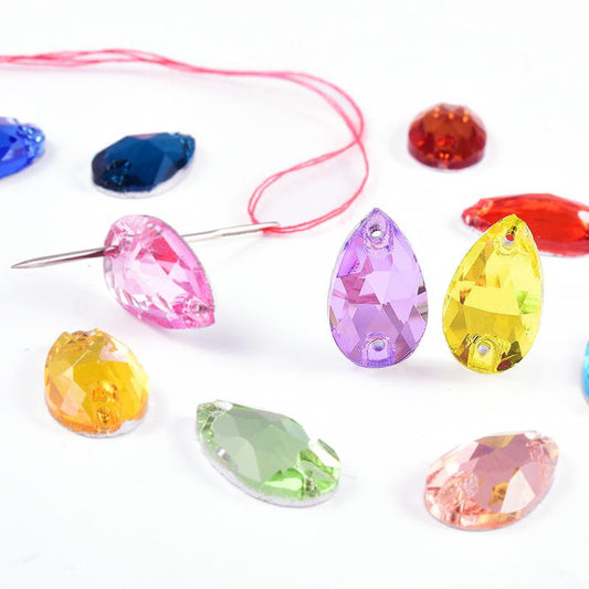 teardrop Crystal Glass Sewing Rhinestones Sew On Flatback Rhinestone Wedding Dress Accessories DIY Garment Making