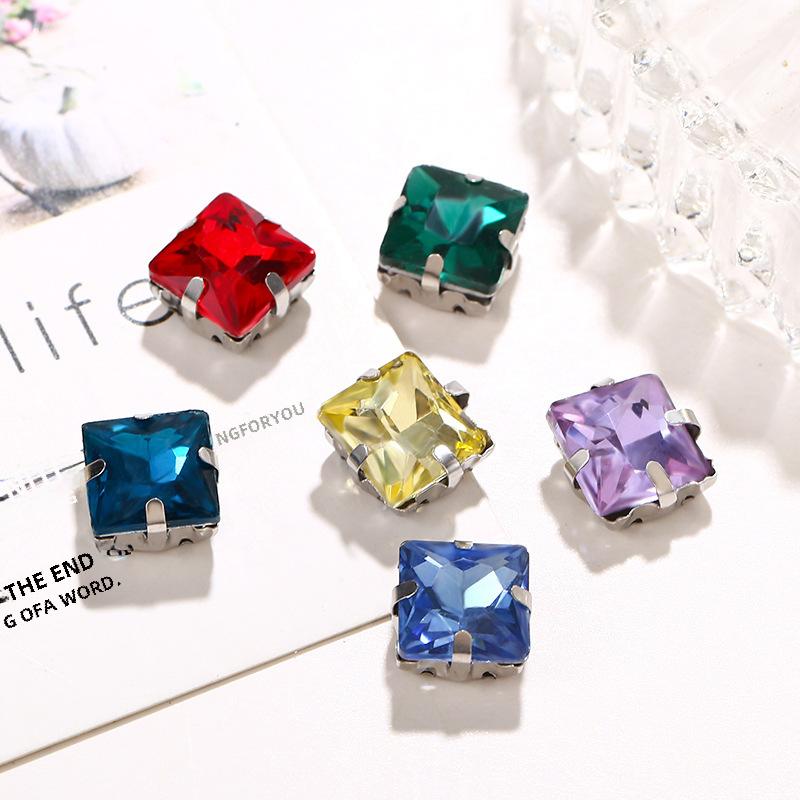 Square Corner Hand Sewing Glass Drill with Hole Claw Drill DIY Wedding Dress Clothing Accessories Shoe Hat Bag Accessories