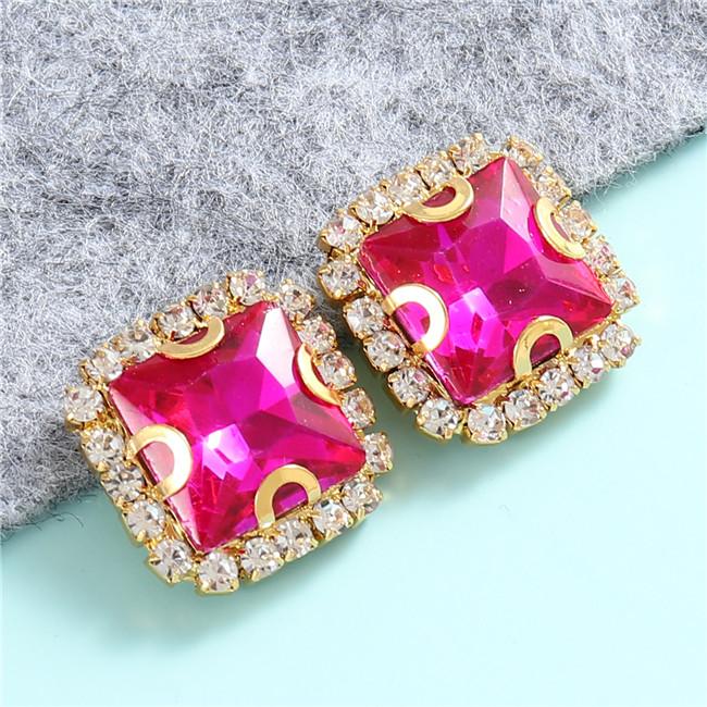 10mm 12mm 14mm Crystals Square Glass Sew on Rhinestones With Golden Claw Flatback Sewing Supplies Stones For Diy Clothing