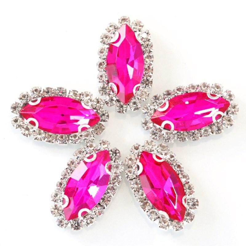 Navette with claw sew on Crystal Buckle Wedding Dress Accessory 7x15mm 9x18mm