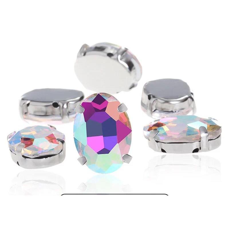oval shape  Beads with claw  Fancy Stones sew on Rhinestone For Clothes Shoes  bags clothing DIY