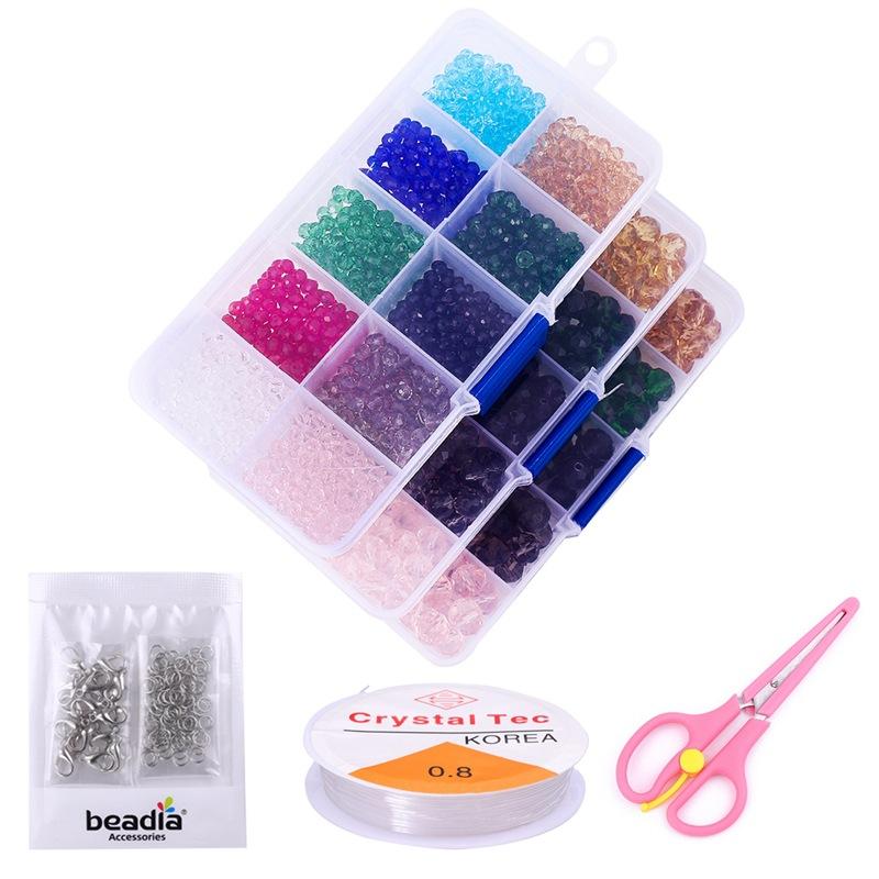 Hot Selling set 4-8mm glass wheel beads crystal flat beads set handmade DIY beaded alhas accessories homemade materials
