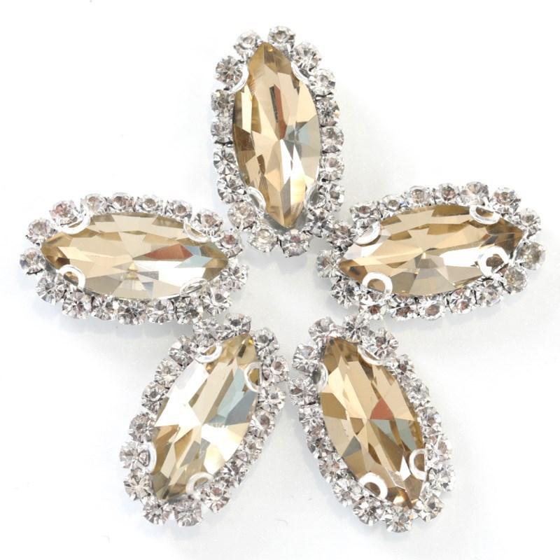 Navette with claw sew on Crystal Buckle Wedding Dress Accessory 7x15mm 9x18mm