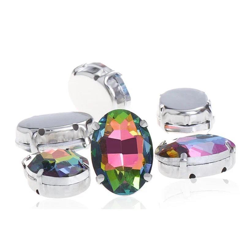 oval shape  Beads with claw  Fancy Stones sew on Rhinestone For Clothes Shoes  bags clothing DIY