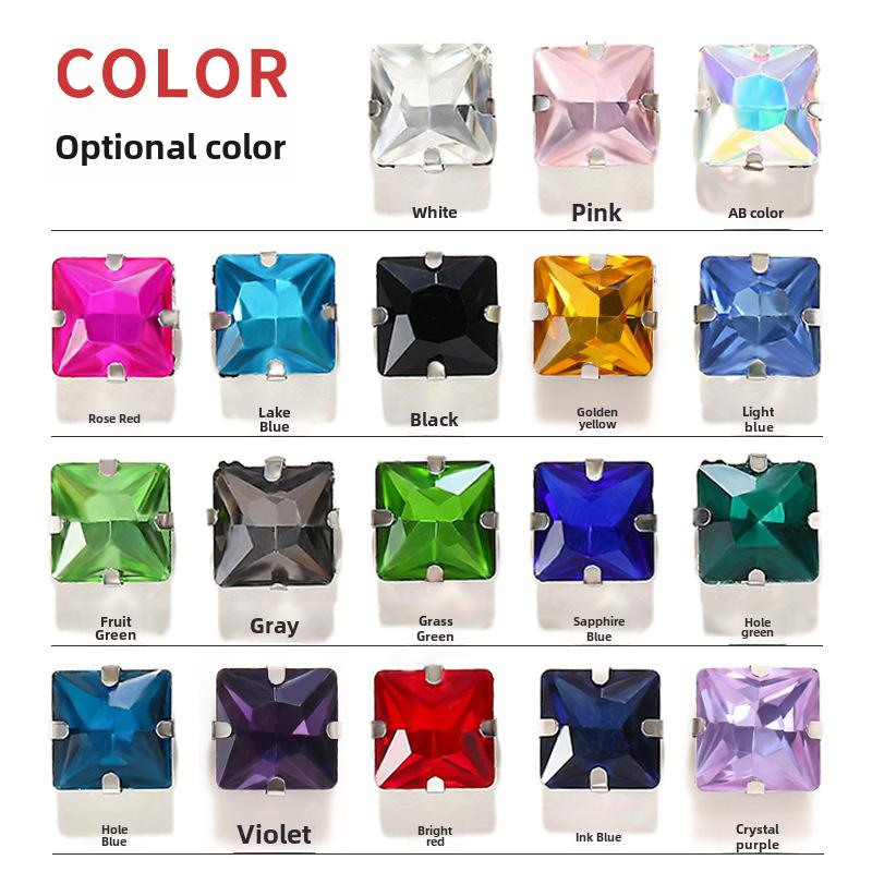 Square Corner Hand Sewing Glass Drill with Hole Claw Drill DIY Wedding Dress Clothing Accessories Shoe Hat Bag Accessories